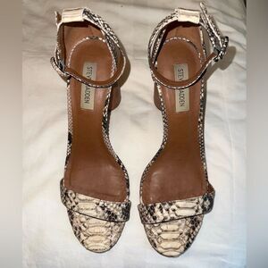 Steve Madden Cream and Brown Heels Elegant Stiletto Sandals